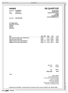 Example invoice from WheelBuilder Pro